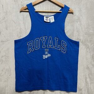 VTG Pro Edge GM Kansas City Royals Women's Sz L Blue Tank Top T-Shirt Sleeveless